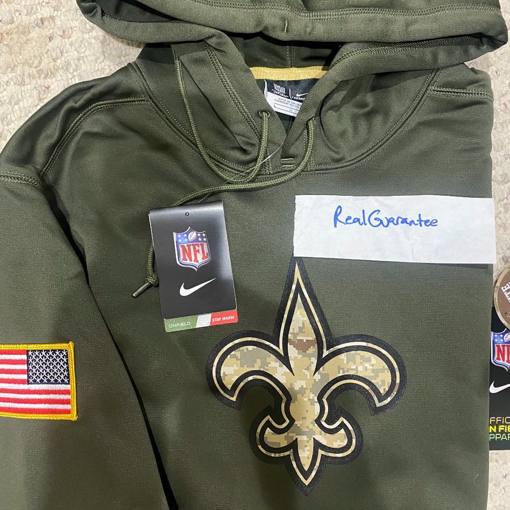 RARE Nwt Sz LARGE 100% Nike 2015 New Orleans Saints Salute To Service Hoodie NFL